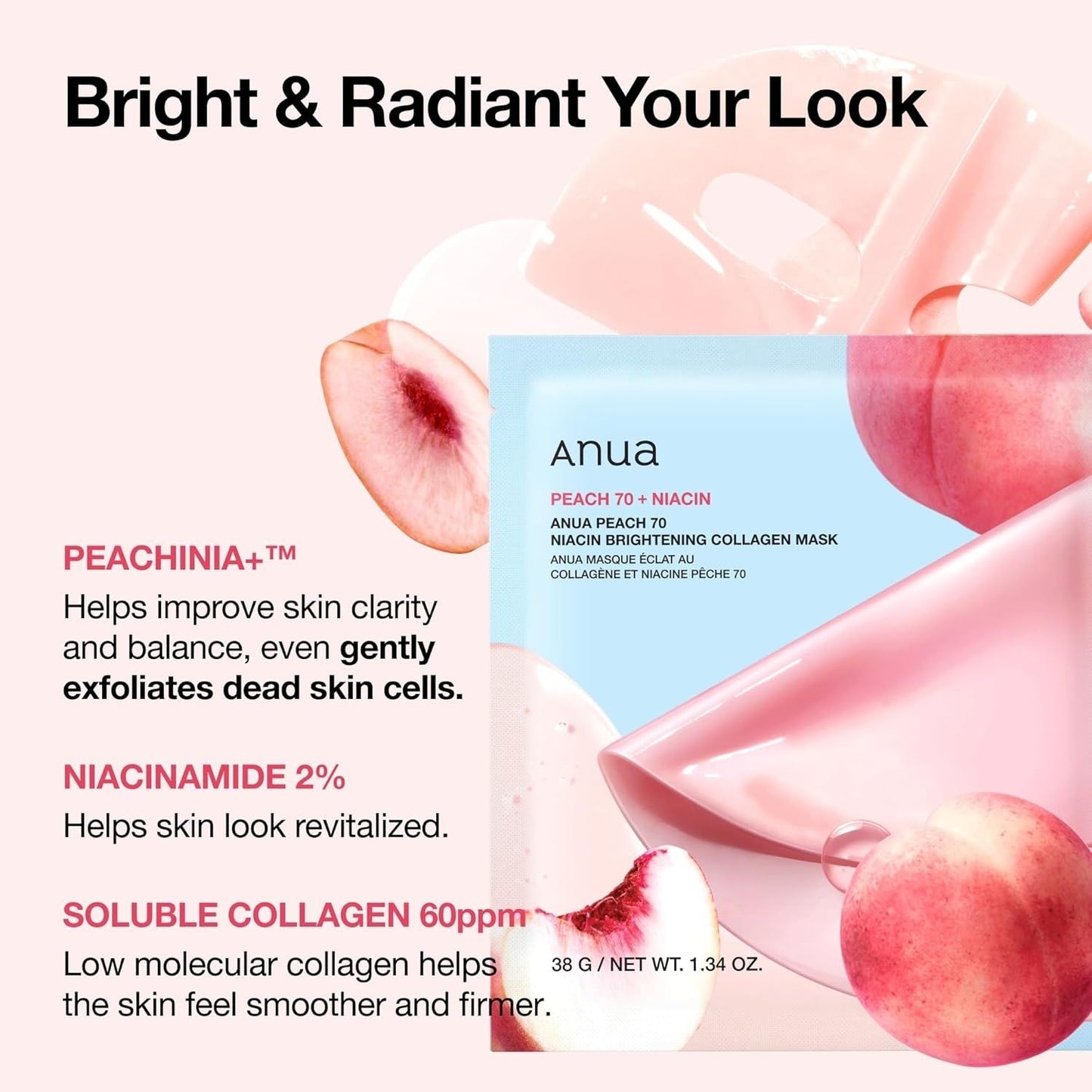 Anua Peach 70 Niacin Brightening Collagen Mask 38gm
